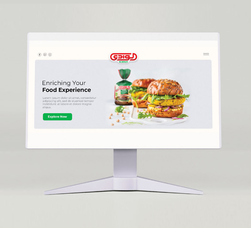 Aimstyle portfolio | Al Wadi Food Website Design, The leading frozen food group in Jordan and GCC